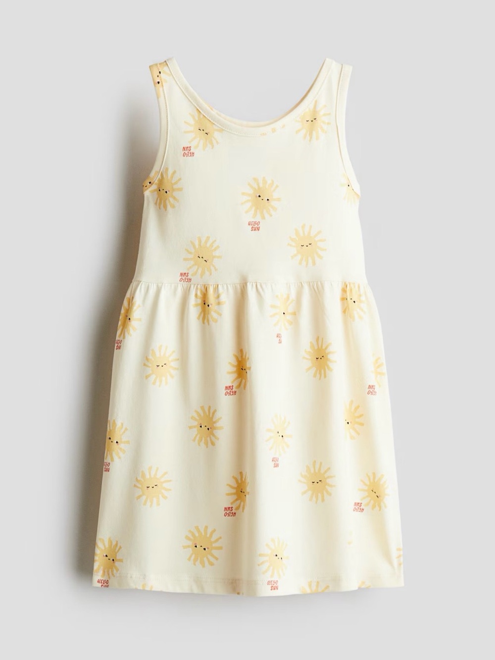 H&M Cream Tank Dress with Yellow Sun Print